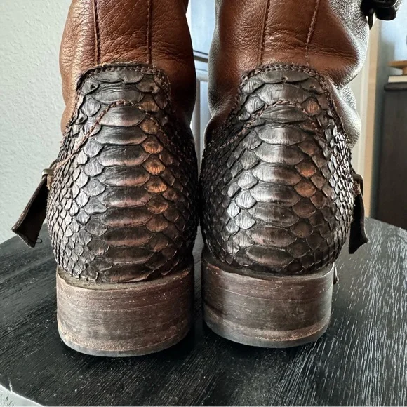 Muro Women’s 8 Snake Western Brown Moto Biker Leather Boot Grunge Boho Festival - Picture 10 of 16